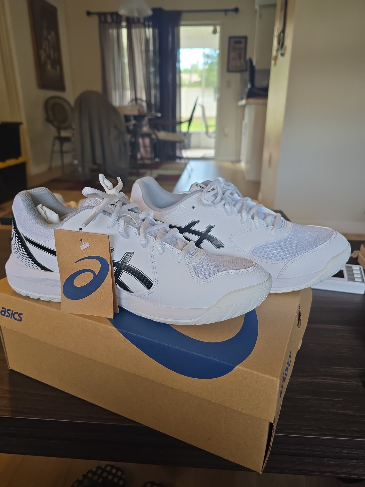Mens Asics Gel-Dedicate 8 Sneakers Size 9 White/Black 1041A408-101 Shoes New