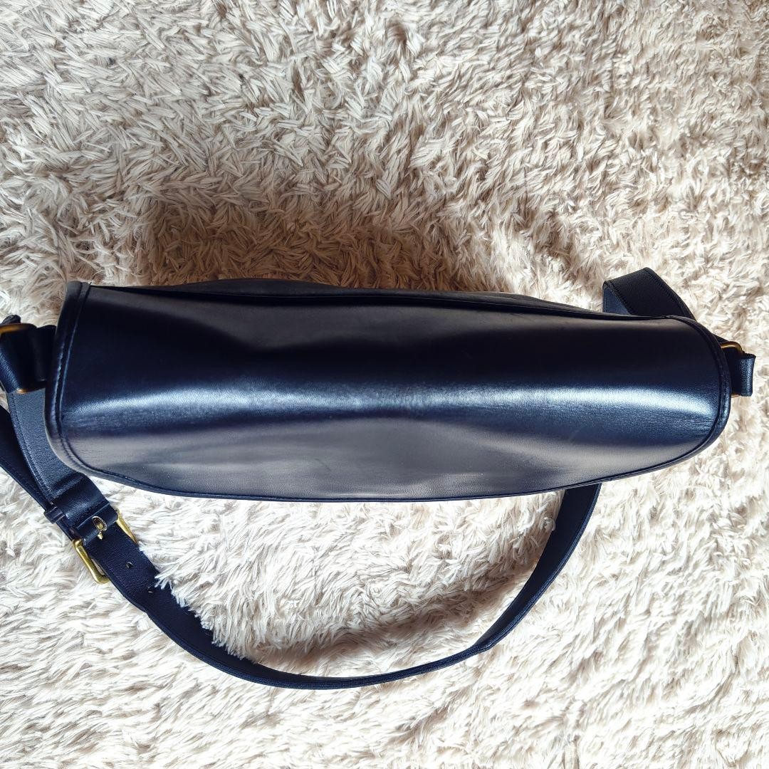 Coach Vintage Leather Shoulder Bag Navy 9.8×11.8×2.8in Used