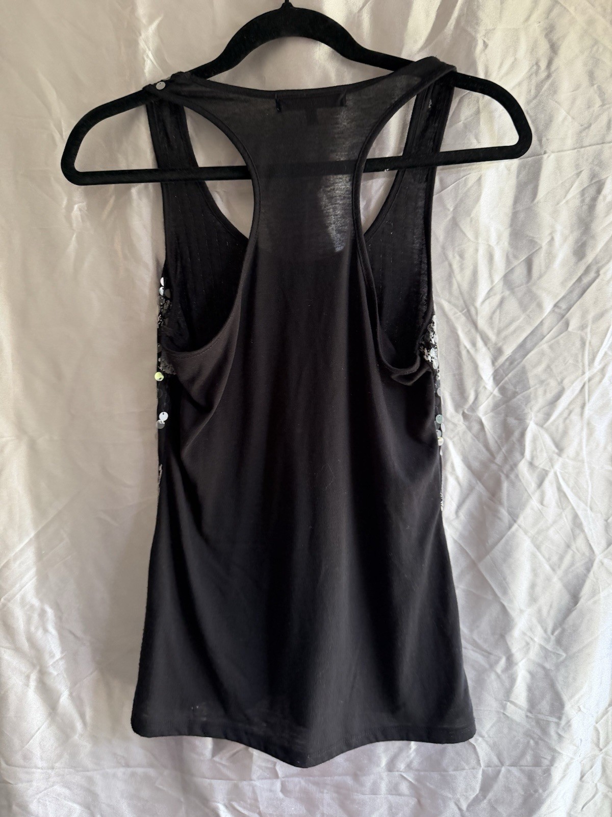 Y2K Almost Famous Silver And Black Racer back Tank Top Size Medium