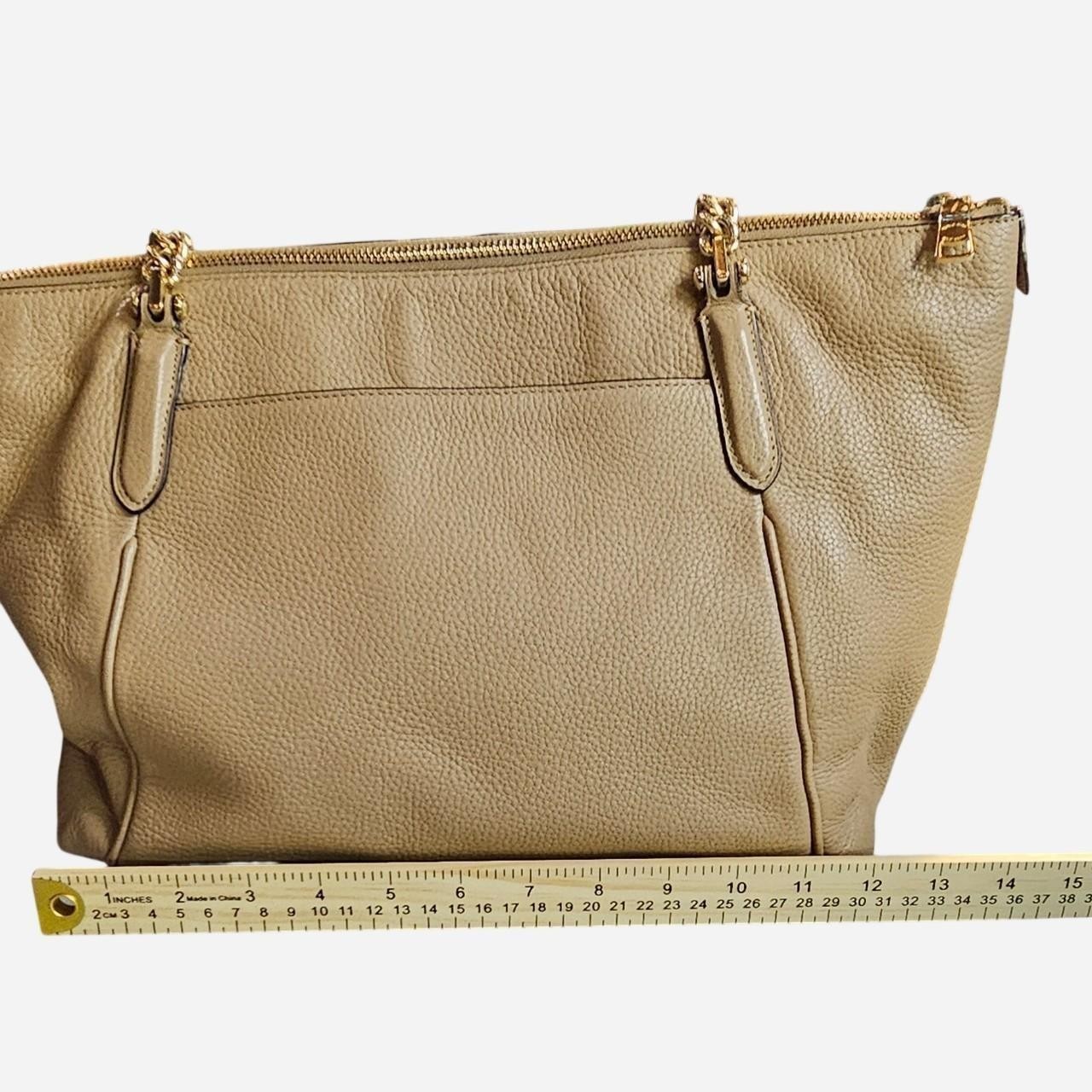 Coach Ava Large Tote Chain Pebbled Leather, Tan Gold Hardware