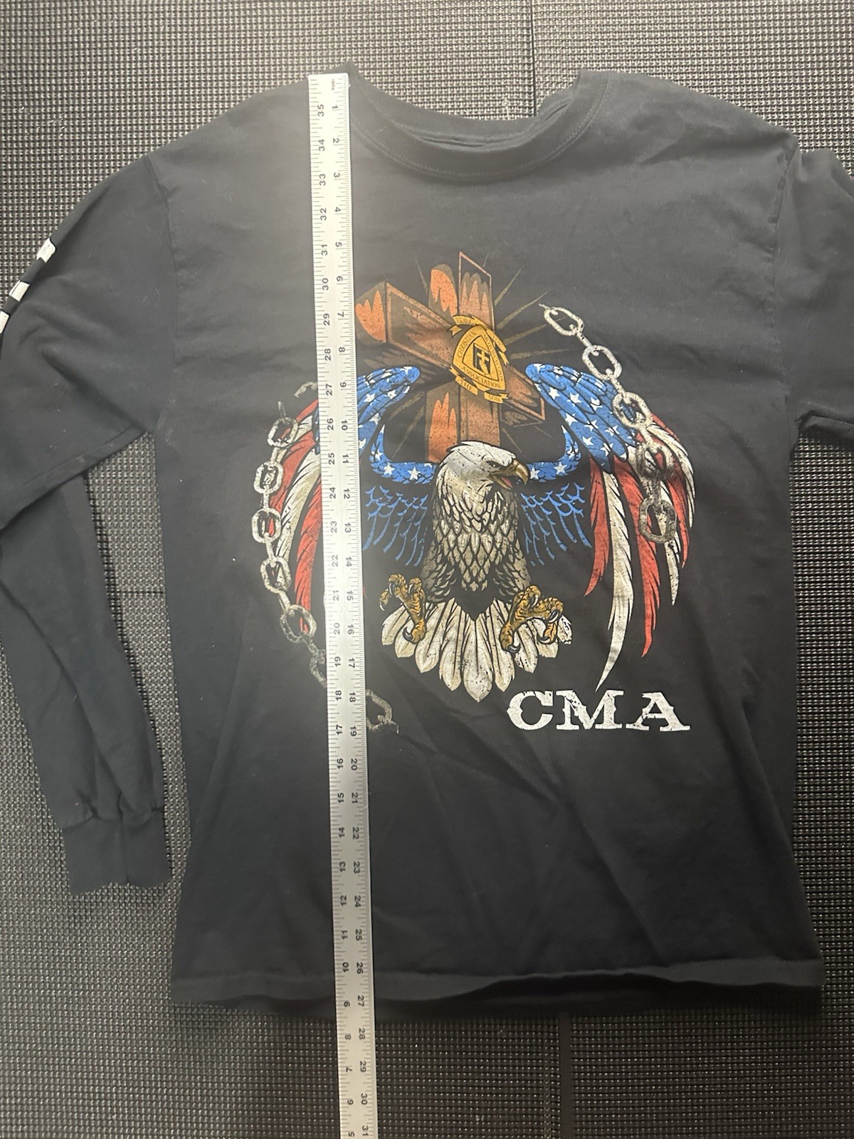 CMA Christian Motorcyclists Long Sleeve Shirt Eagle Biker USA Graphic