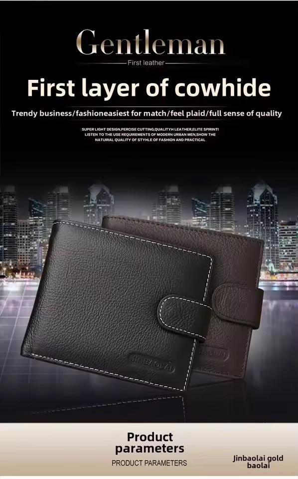 New Mens Leather Bifold Wallet Button Closure RFID Blocking Card Case/Cash