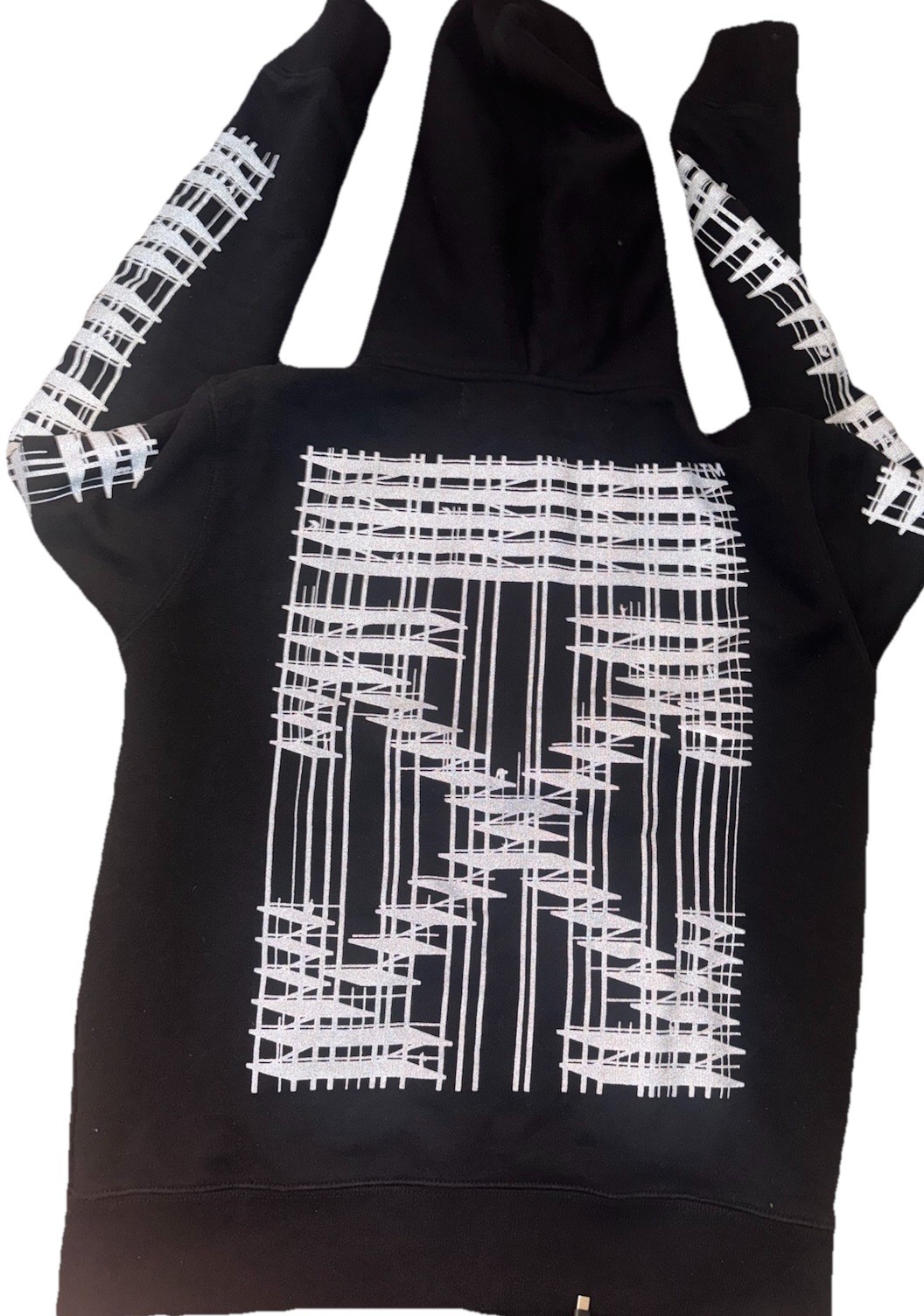 Off-White Men’s S Black Full Zip Hooded Hoodie Graphic Print Logo