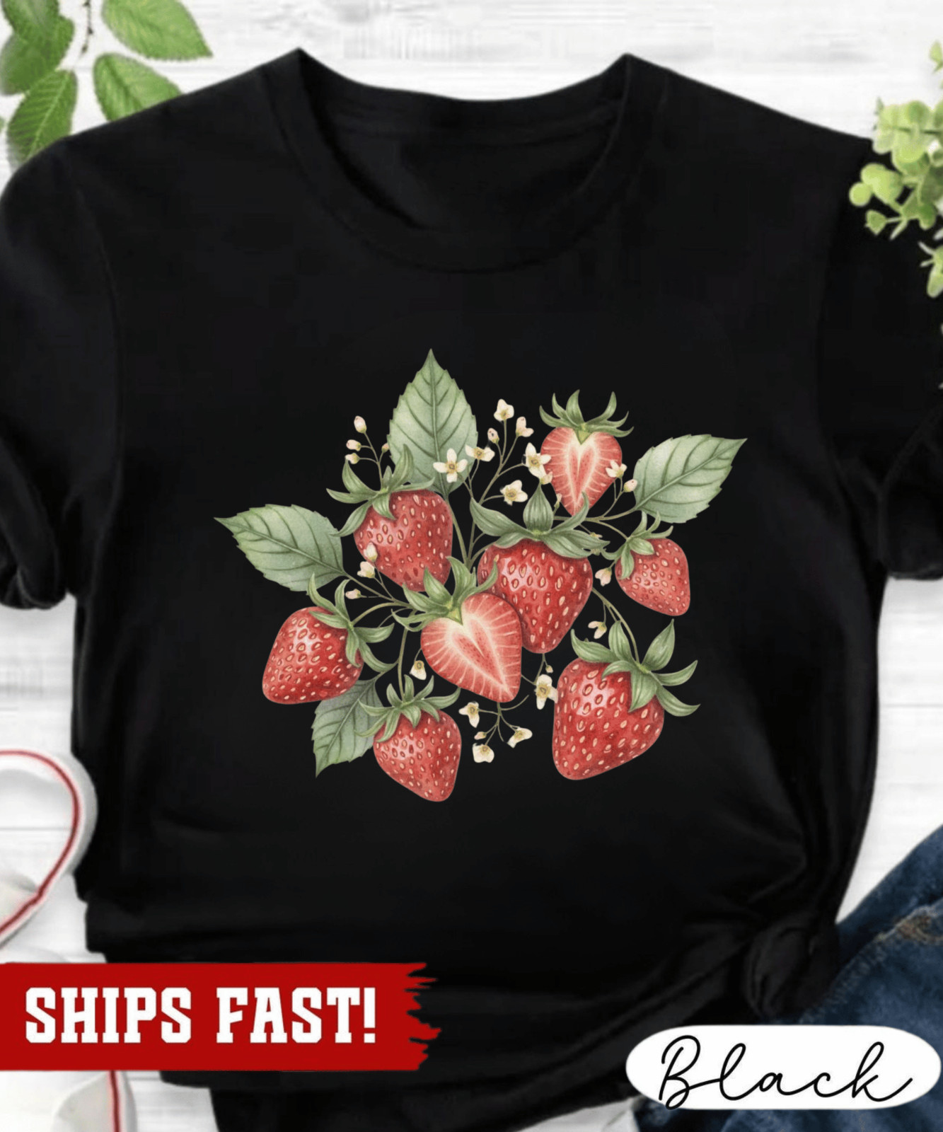 Vintage Strawberry Shirt, Retro Strawberry Plant Botanical Shirt, Cottagecore Be