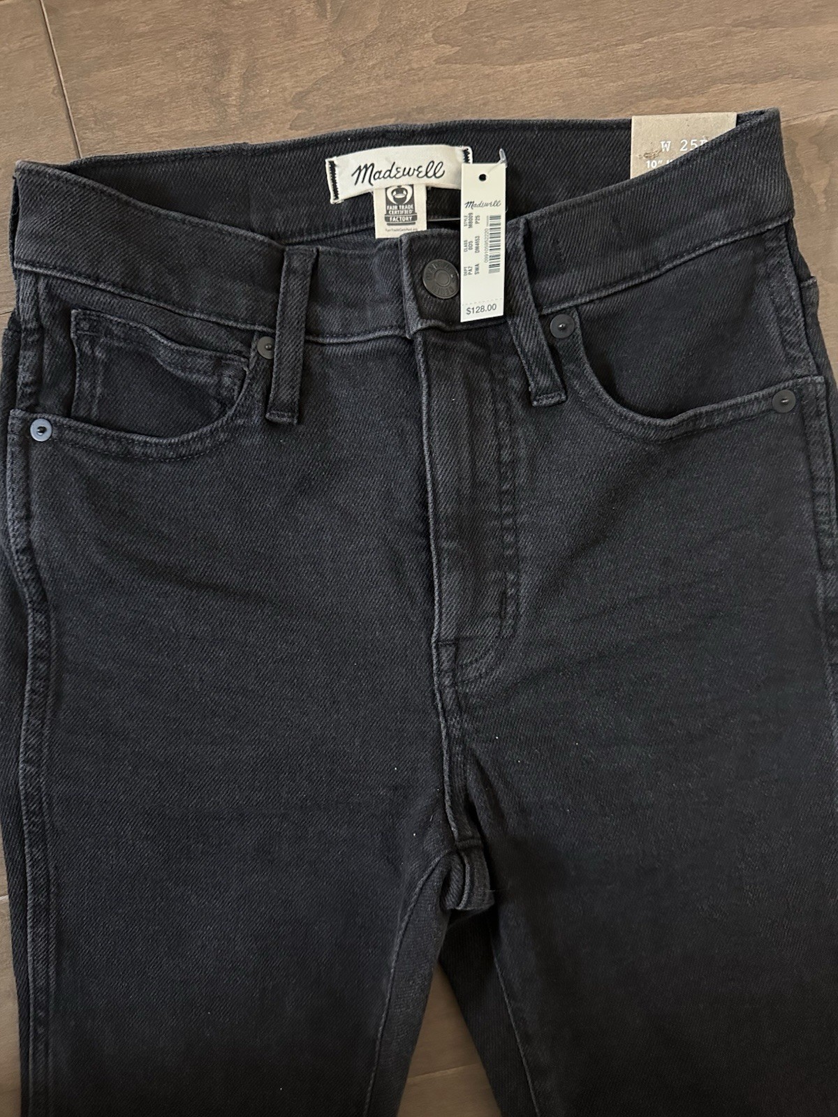 Madewell NEW NWT $128 Womens Petite 25P 25 P Black 10″ High Rise Skinny Jeans