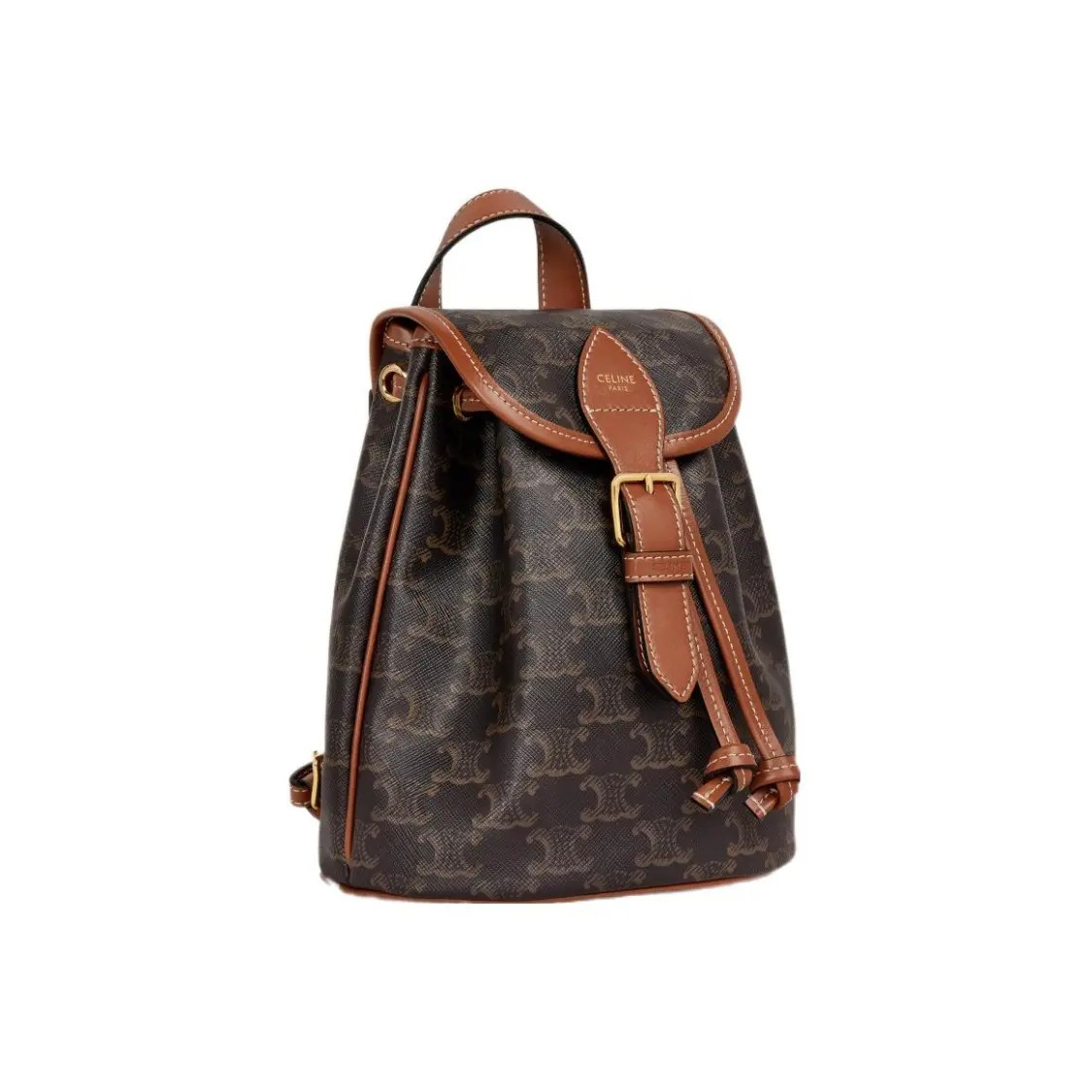 CELINE Triomphe FOLCO Canvas and Leather Mini Backpack Women 6.6x4x7.8 in