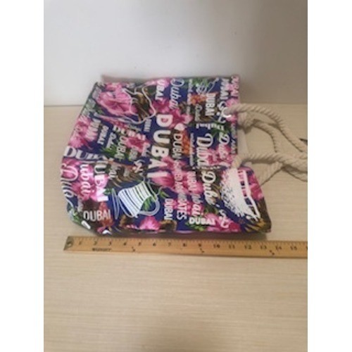 Souvenir Beach Tote Bag Dubai United Arab Emirates Rope Handles Floral Print