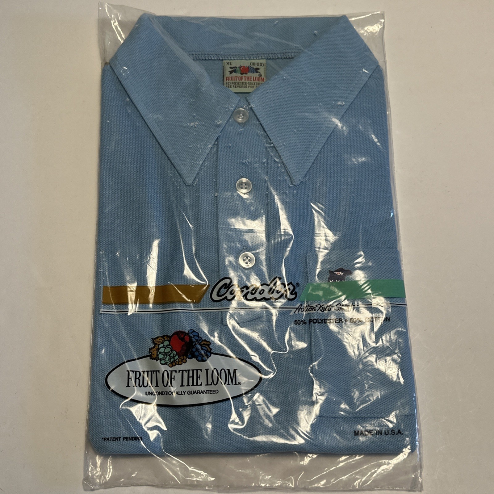 FRUIT OF THE LOOM CONDOR ACTION KNIT MENS XL BLUE SHIRT VINTAGE 60’s -70’s USA