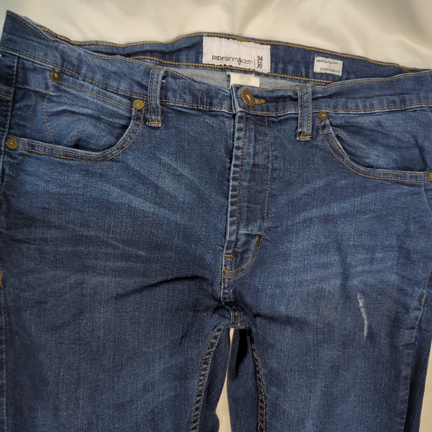 Paper Denim & Cloth Jeans Men’s 34×29 Medium Wash Stretch Distressed Straight