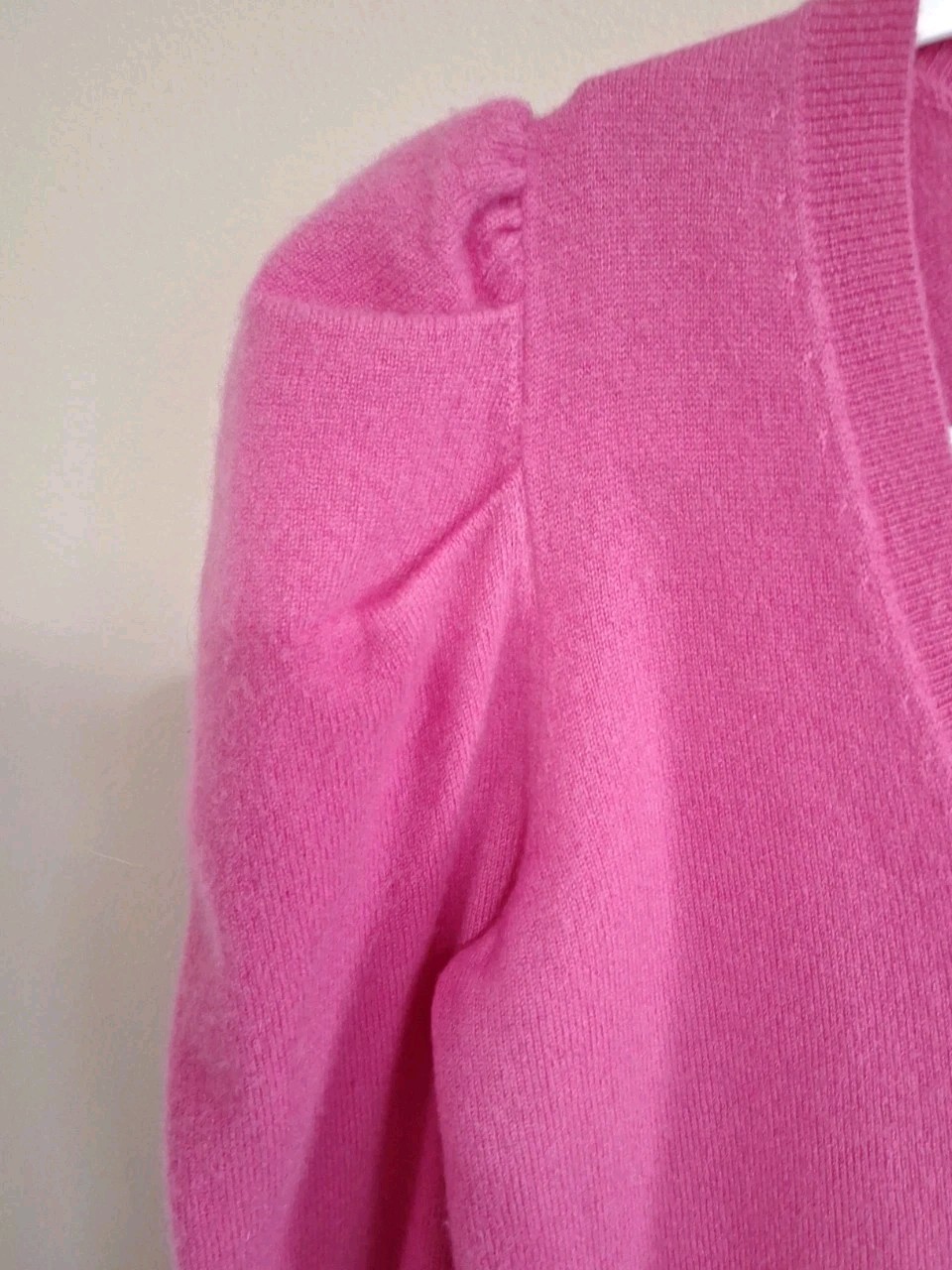 Madeleine Thompson 100% Cashmere Pink Sweater Size S Puffer Shoulder