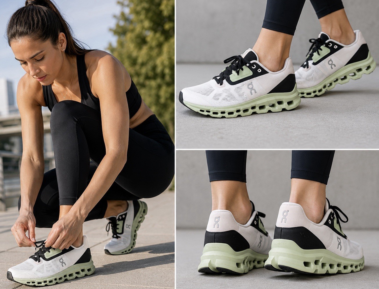 ON Cloud Cloudstratus Lightweight Running White/Moss Women Shoe Sneakers Sz 10