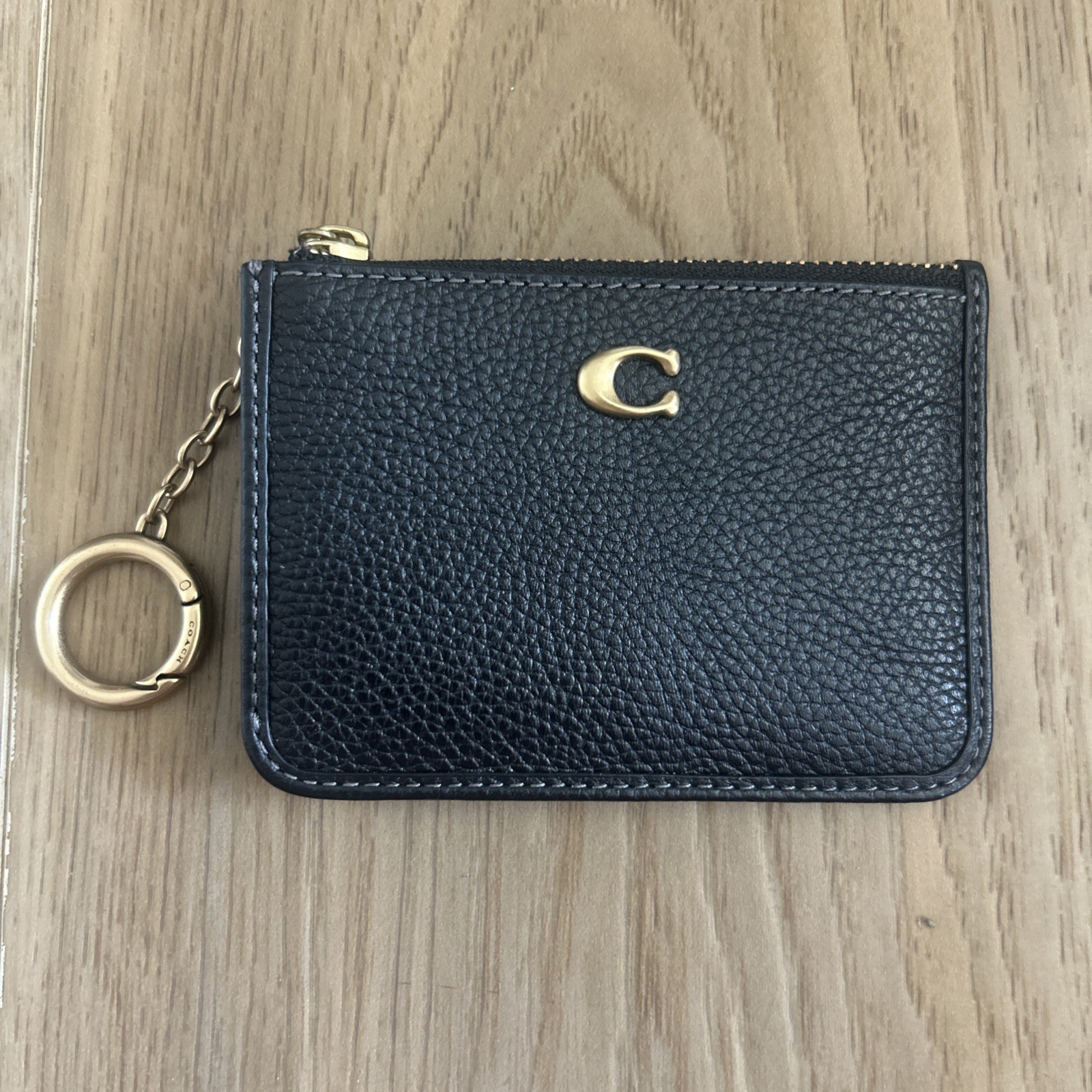 Coach Key Ring Coin Case Black Tabby pattern