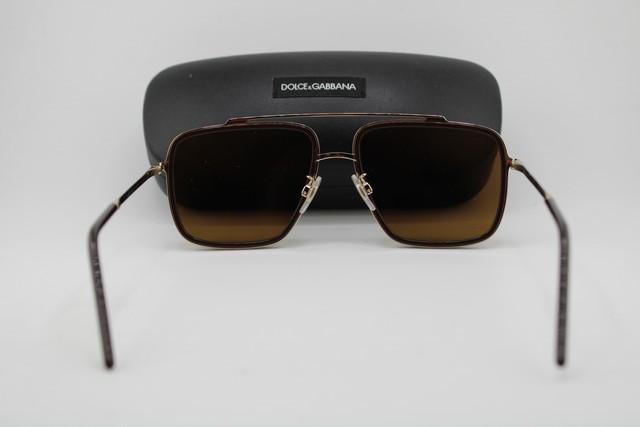 NEW DOLCE & GABBANA DG 2220 488/83 GOLD BROWN AUTHENTIC SUNGLASSES 57-17