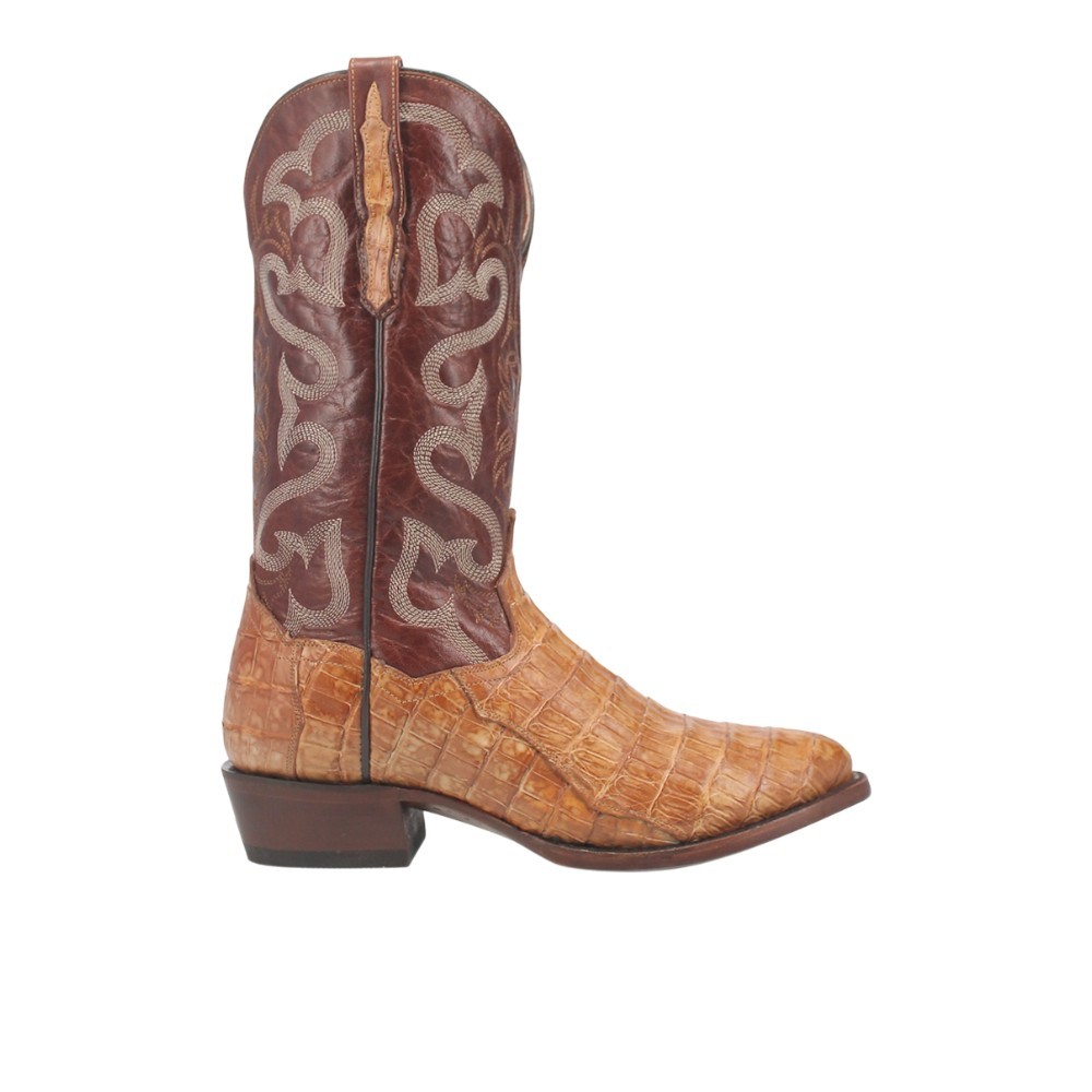 Dan Post Boots Primetime Caiman Embroidered Pull On Round Toe Cowboy Mens Size