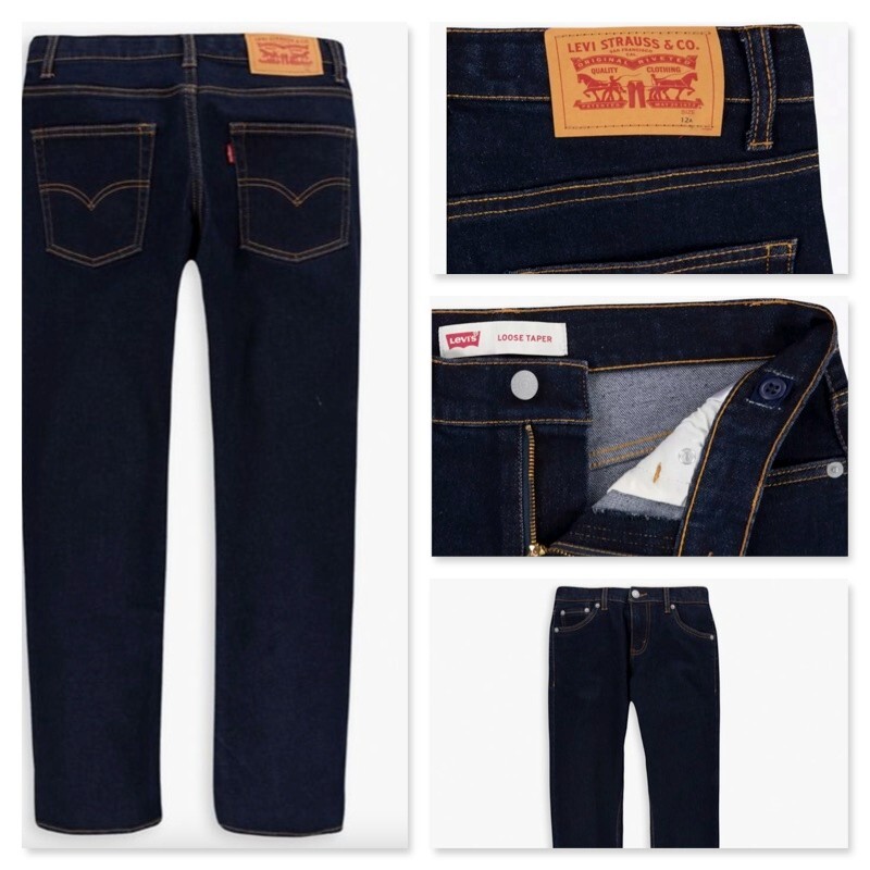 NEW LEVI’S LOOSE TAPER STRETCH BOYS Dark Wash JEANS Sz 8 REG W24″xL25″ 67%cotton