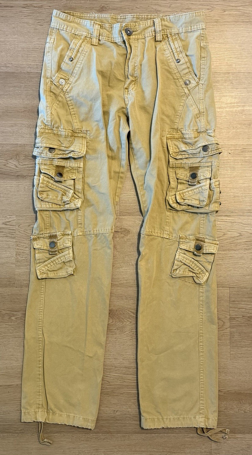 Y2K Junye Jeans Men’s Beige Cargo Pants 30 Regular Fit Straight