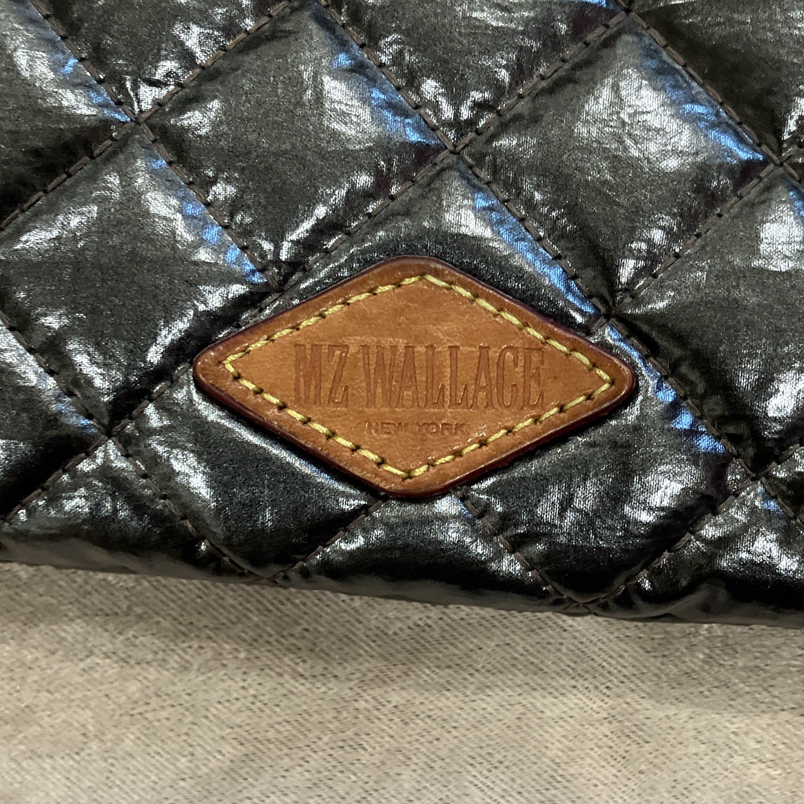 MZ Wallace Gray Zip Crossbody Bag Chain Strap Lined Pockets