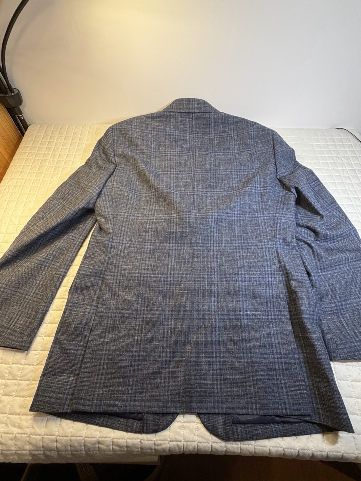 Pronto Uomo Platinum 40R Blue Plaid Sport Coat Wool Silk Linen 2 Button Blazer