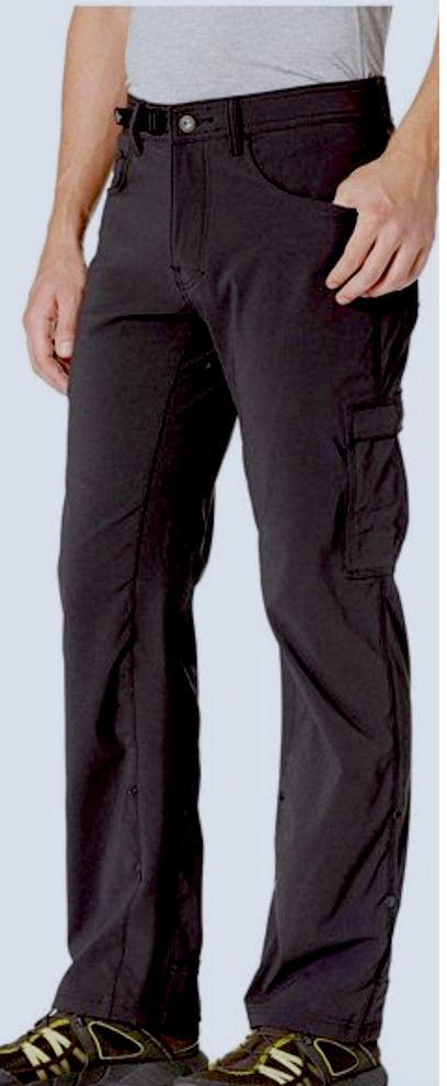 Prana Mens ZION Pants Iron Grey Stretch Convertible Roll-Up Size 36 x 32 A+