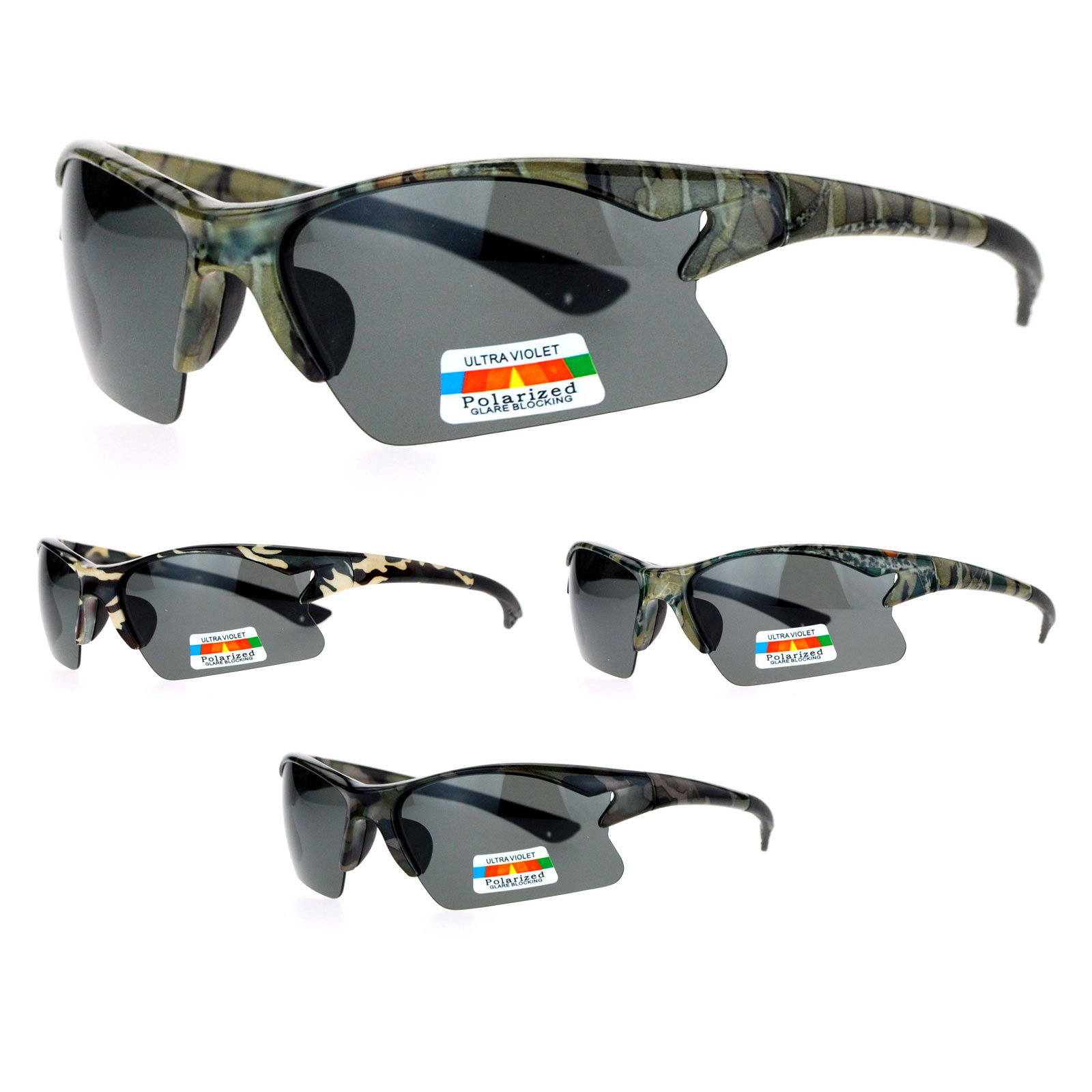 SA106 Mens Hunters Baseball Half Rim Camouflage Print Camo Sunglasses