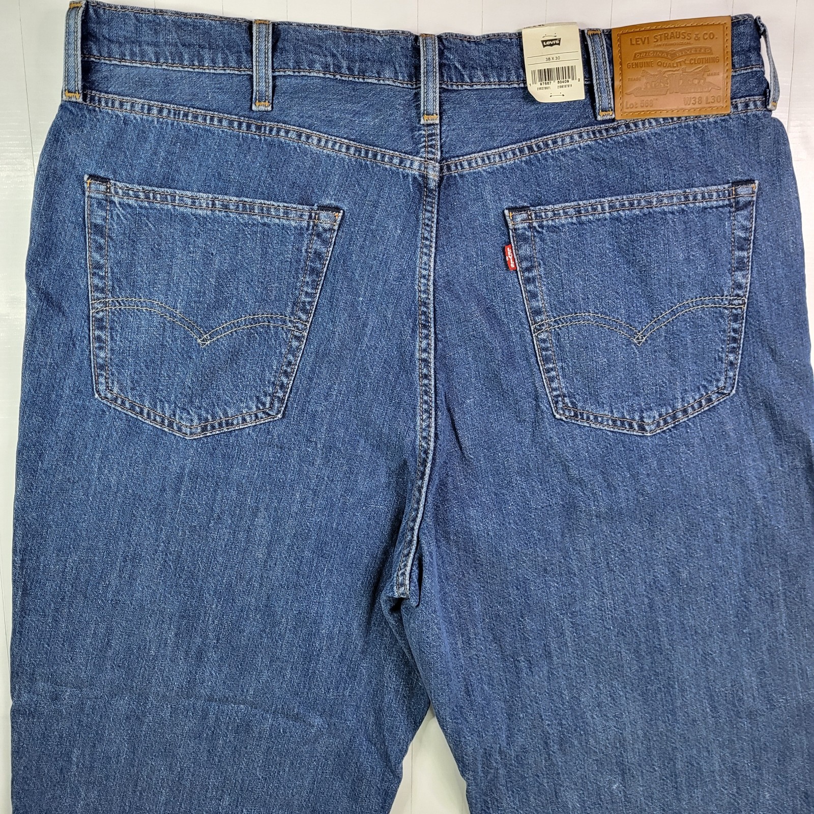 Levis Premium 568 Loose Straight Jeans 38×30 Mens Blue New With Tags 0 Cotton