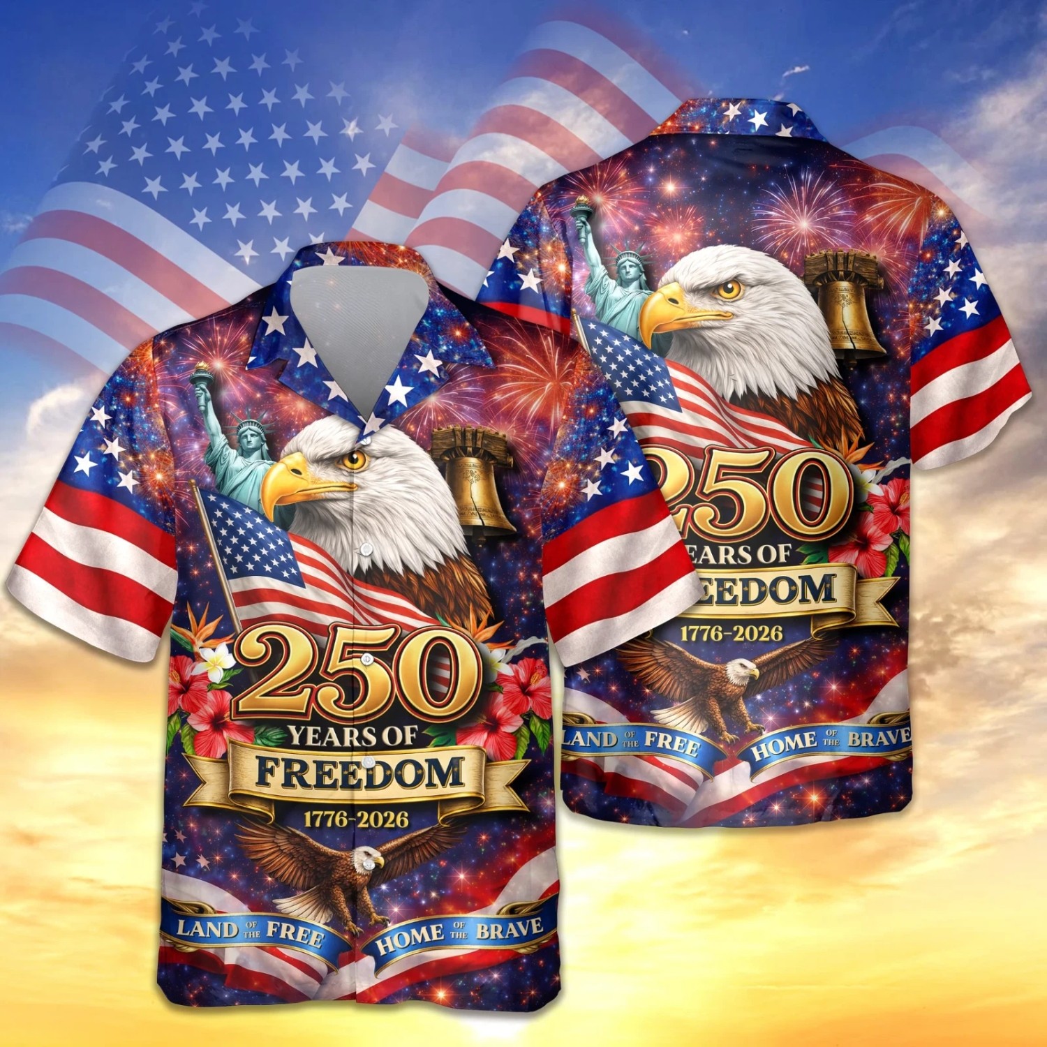 Vintage America 250th Anniversary Hawaiian Shirt 250 Years Of Freedom Men Gift