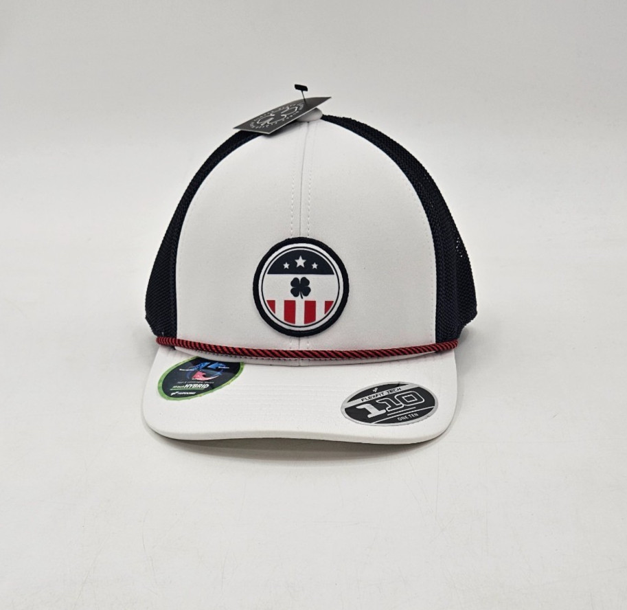 Black Clover Loyal Hat White Navy Snapback Mesh Flexfit Tech 110 American NEW