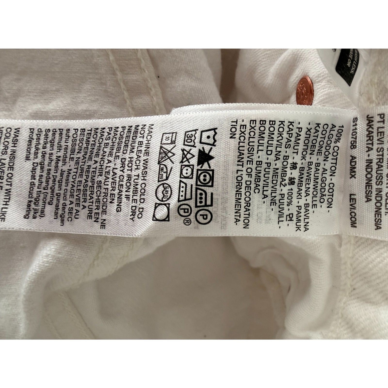 Levi’s 501 Original Fit Jeans Mens 33×30 White Straight Leg Button Fly Cotton