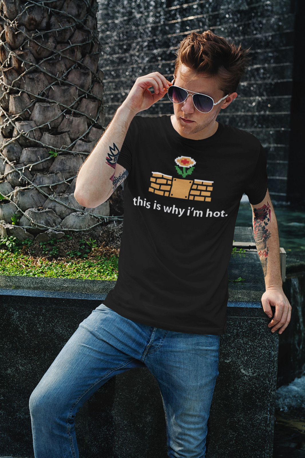 This Is Why I’m Hot Fire Flower T-Shirt Unisex Adult Funny Sizes Mario Nintendo