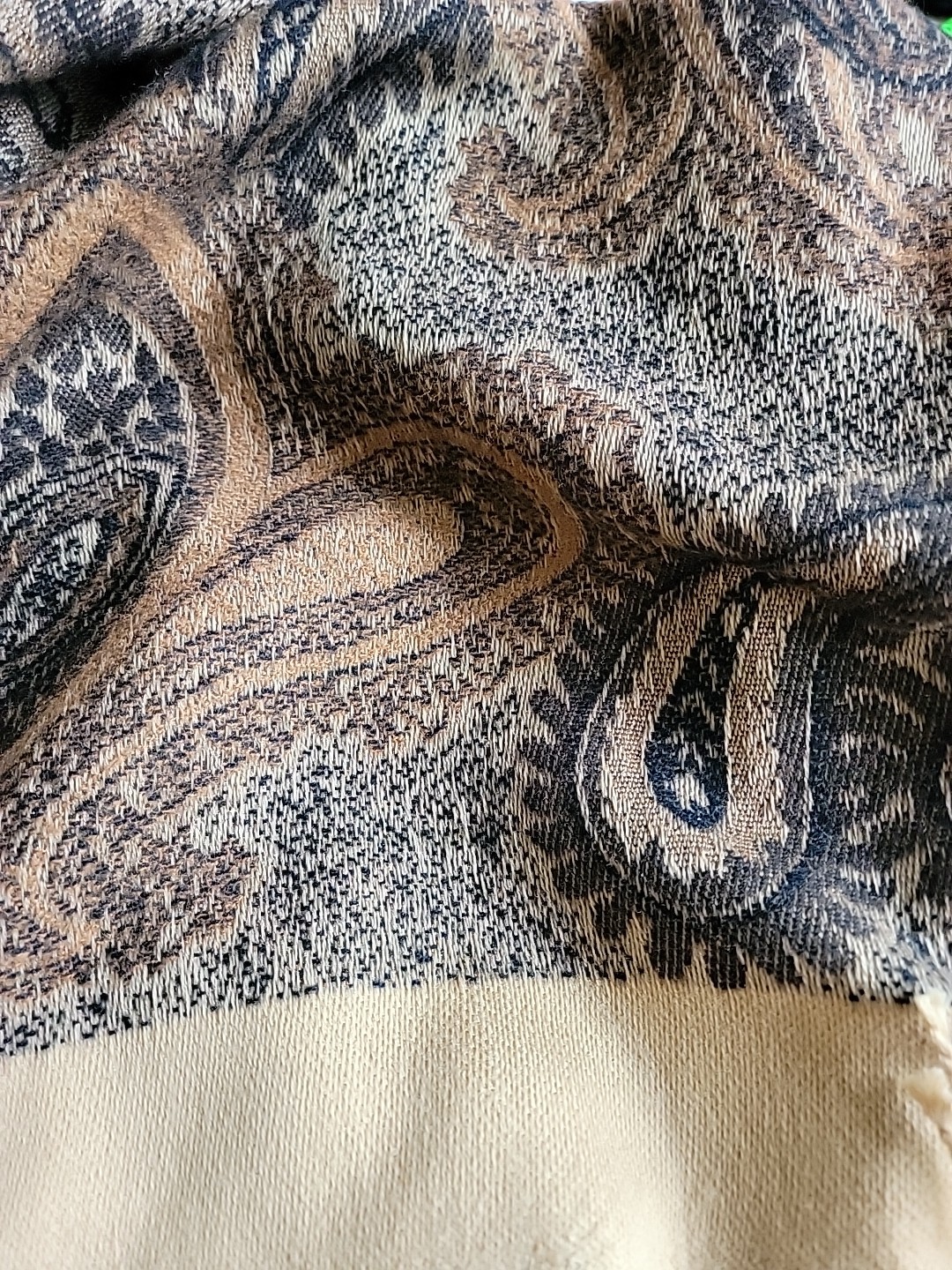 East 5th Avenue Wrap Shawl Sweater One Size Beige Paisley Fringe Boho New