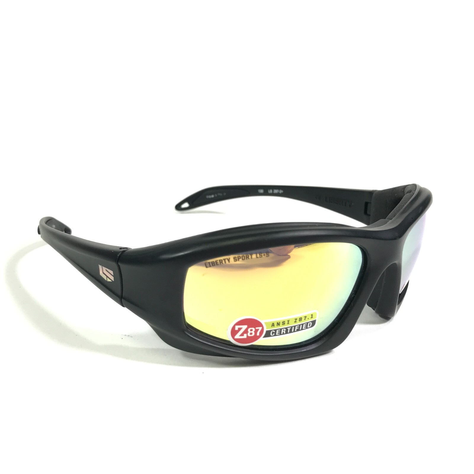 Liberty Sport Sunglasses DEFLECTOR Matte Black Safety Yellow Lenses Z87-2+