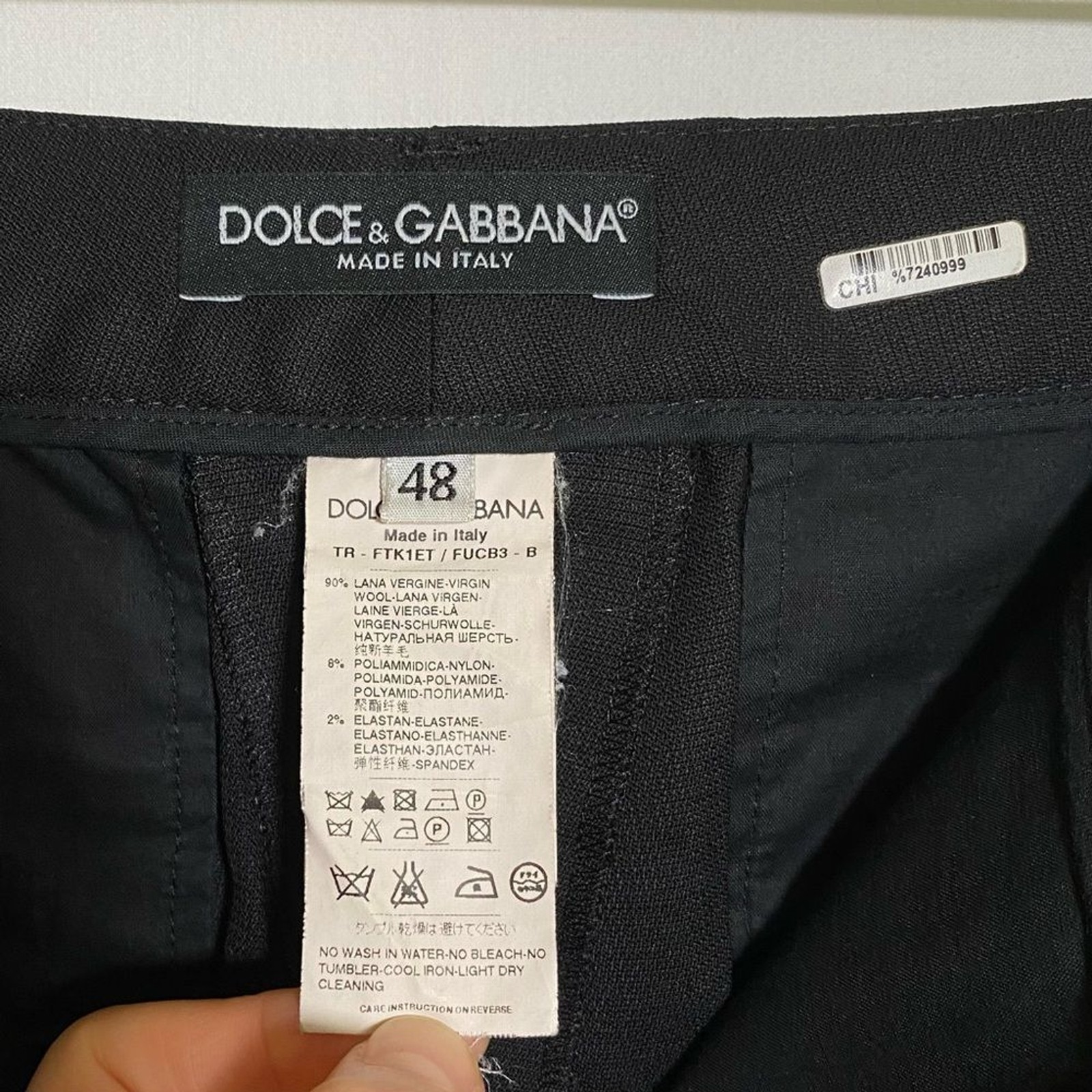 Dolce & Gabbana | Black Wool Dress Pants w Pockets Size 48 Italy/ 38 US Men