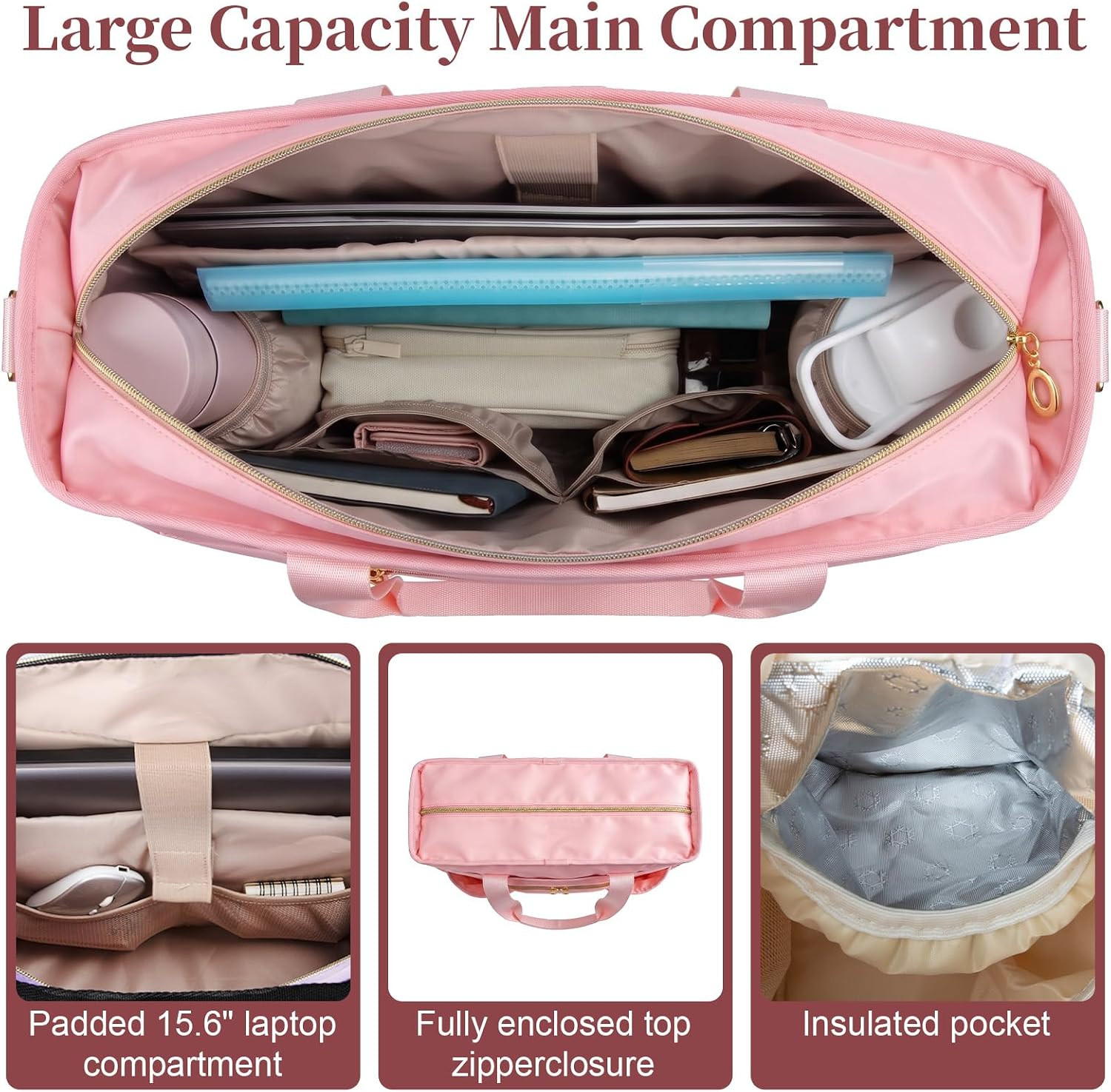 Nurse Bag, Work Bags with 15.6-Inch Laptop Compartment, Teacher Bag | Large Cup