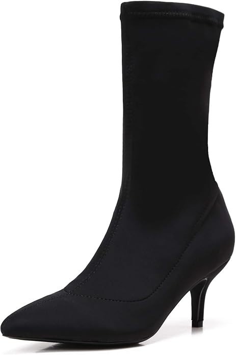 MACKIN J 224-7 Women’s Kitten Heel Boots Pointed Toe Pull On Low Heel Boots 8.5m