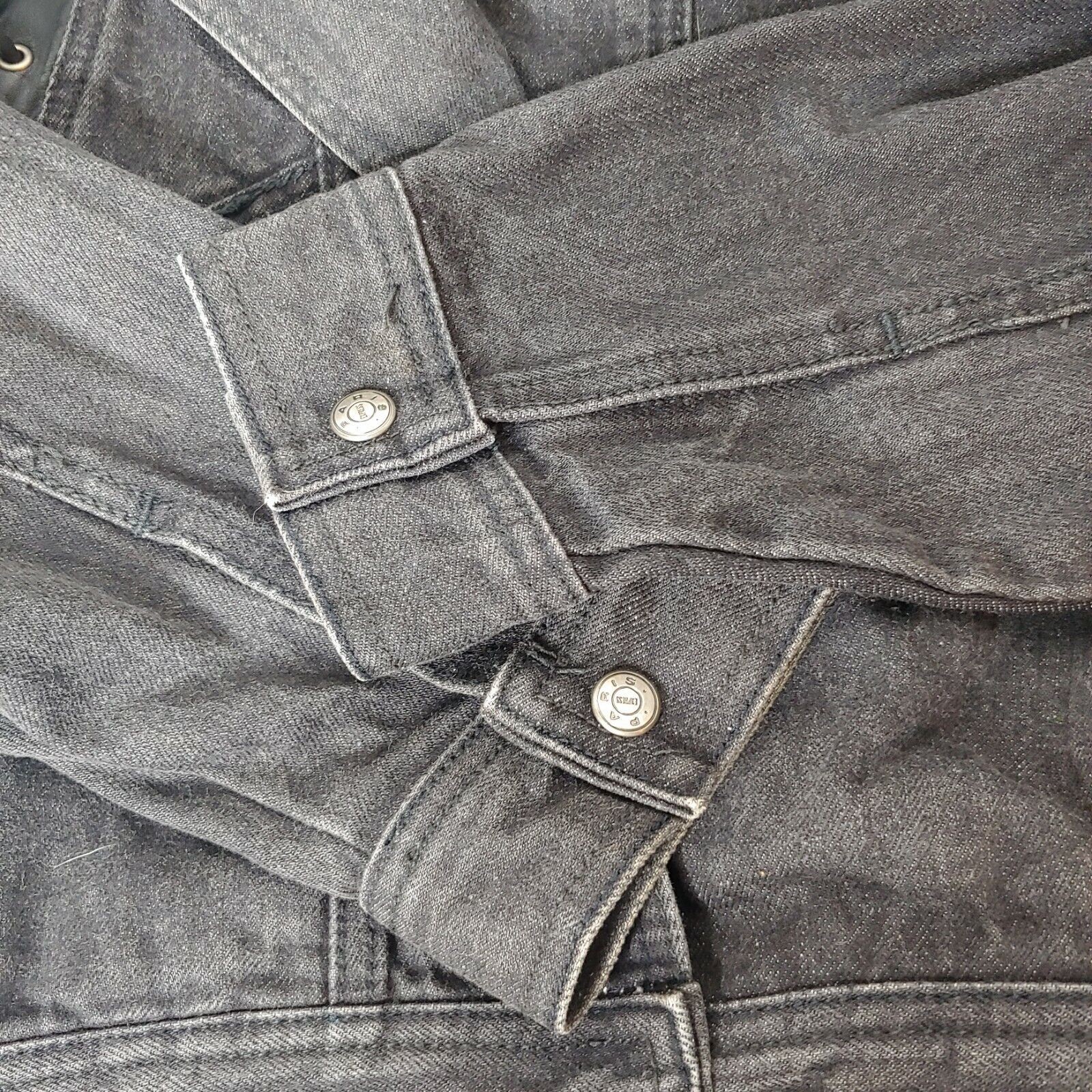 Vintage 1980s Paris Express Denim Jacket Small Snap V Neck Retro Lace Up Crop