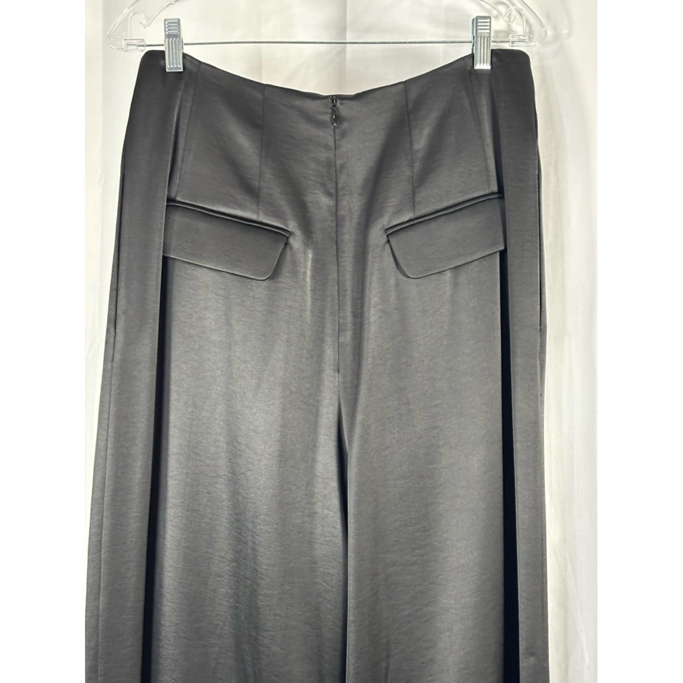 NWT KALLMEYER Madelynn Classic Black Satin Wide Leg Trousers Size 10