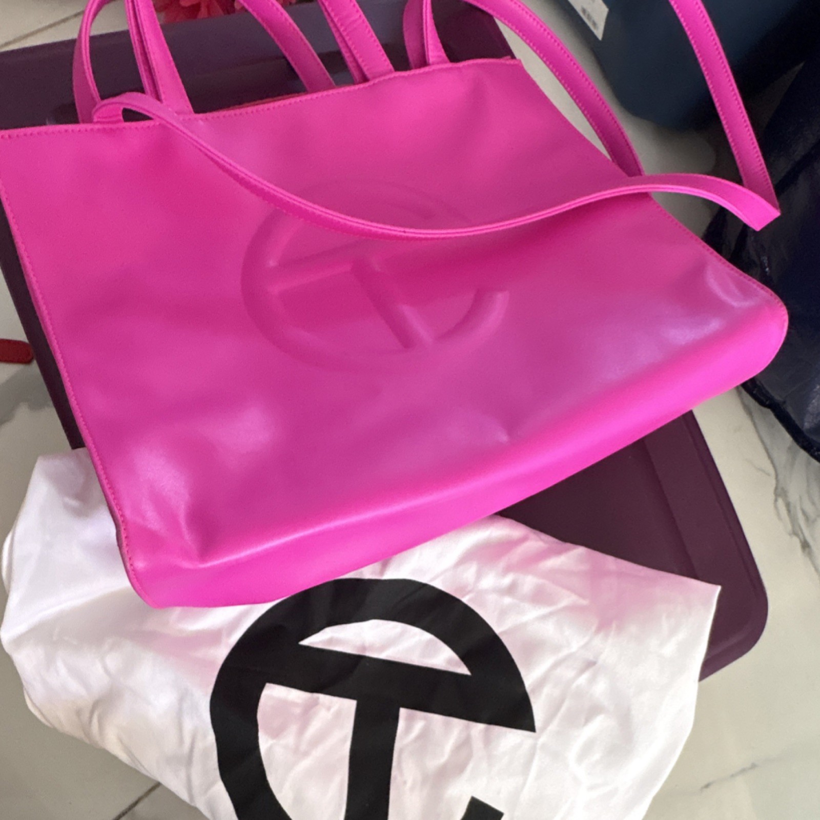 Telfar Pink Medium Tote Zip Logo w/ Original Dust Bag Silver Hardware