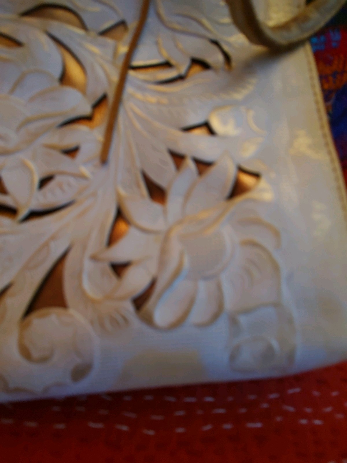Vintage Italian Leather Western Style Handbag. Cut Out Floral Design