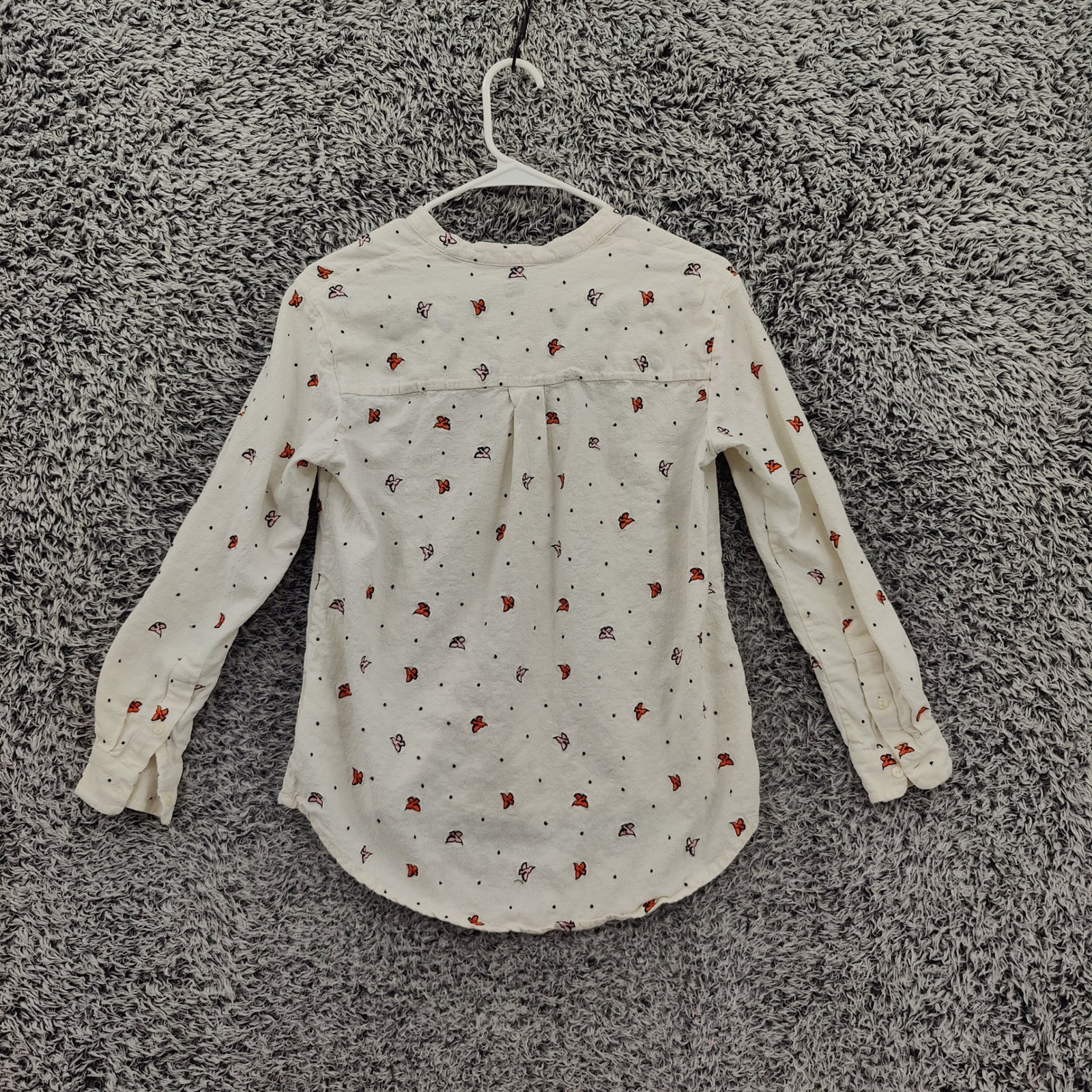 & Other Stories Womens Cottage Bird Embroidered Linen Blend Henley Top 6 Cream