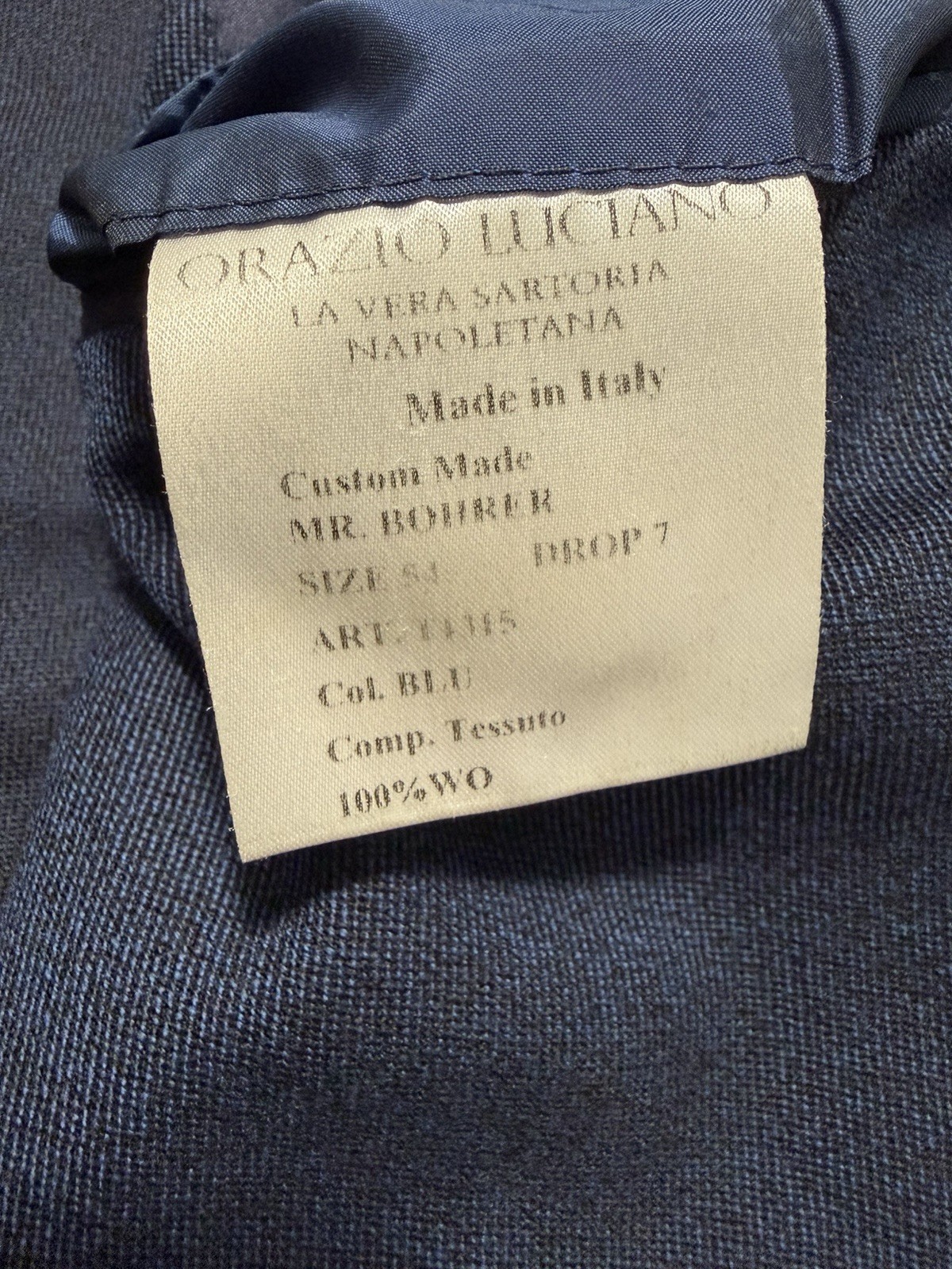 Orazio Luciano – Napoletana Custom Made Blazer Jacket Navy Blue Size 54 Italy