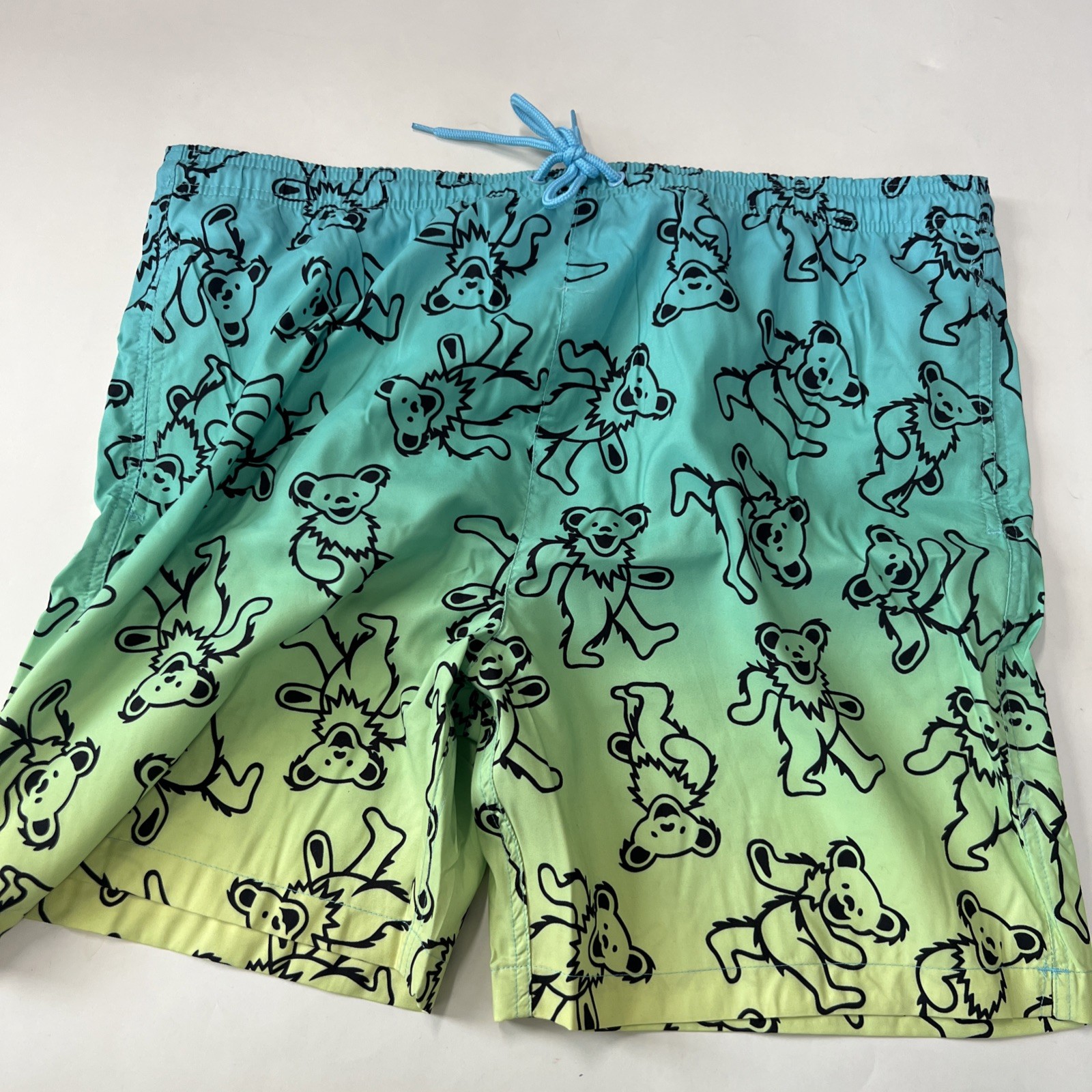 Grateful Dead Dancing Bears Ombre Swim Shorts Men’s Size Sz L Lined Pockets NEW