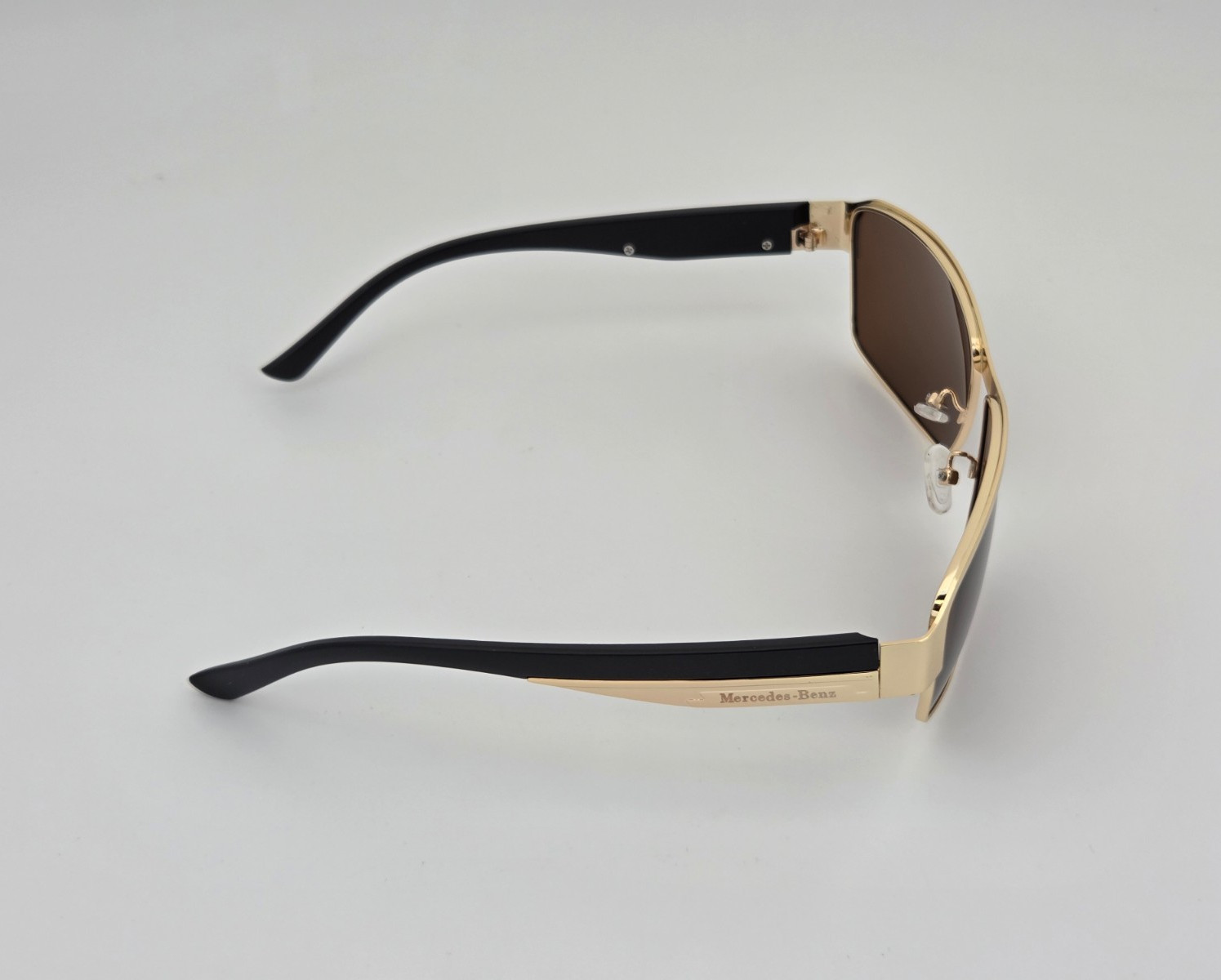 Polarized Mercedes Metal Rectangle Sunglasses Gold Frame Brown Lens MB32