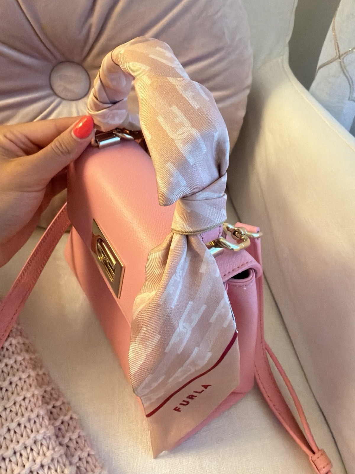 Furla 1927 Mini Top Handle Bag with Silk Furla Scarf