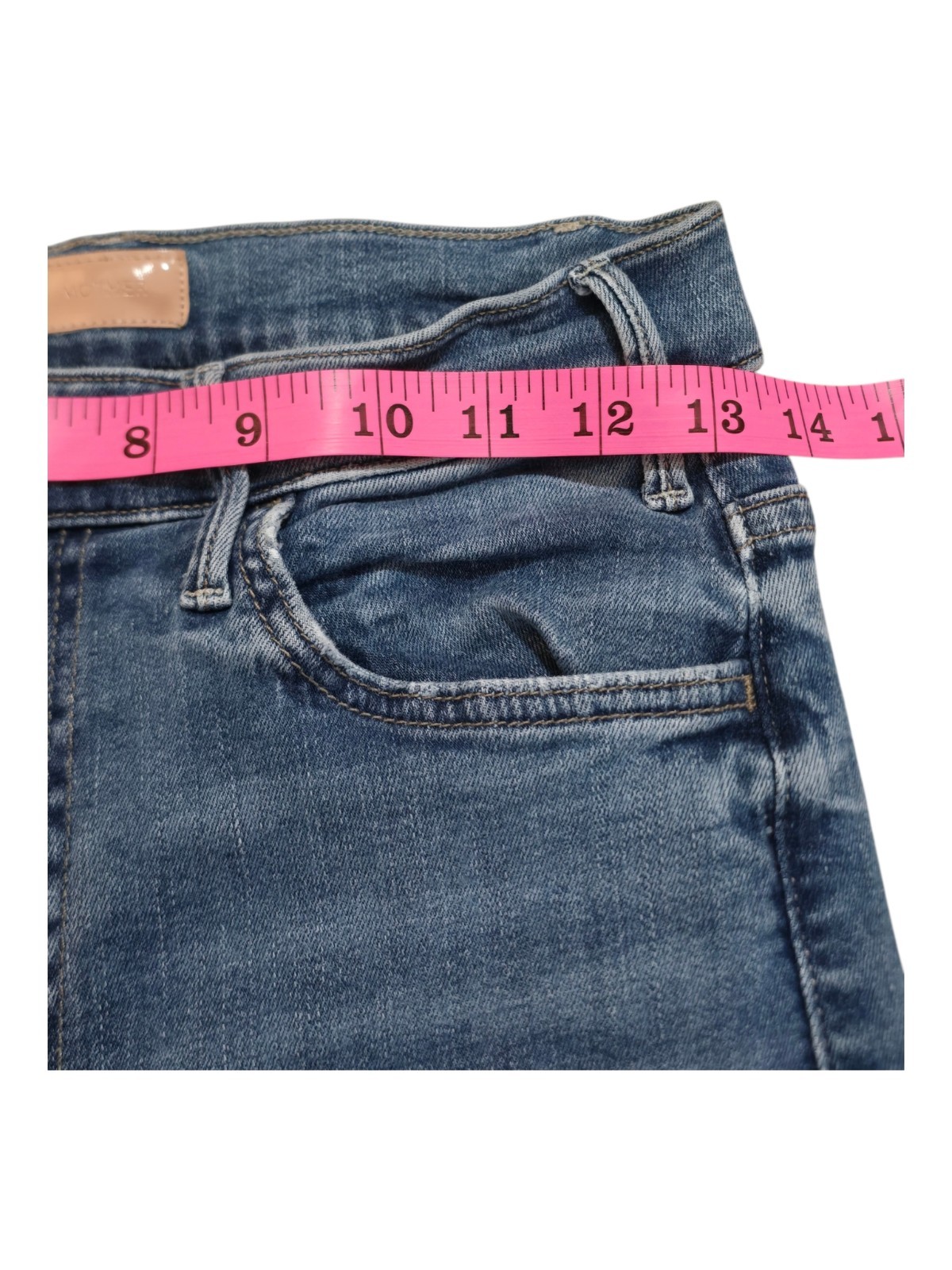 Mother Hustler Patch Pocket Ankle Fray Jeans in Healing Jar High Rise – 27