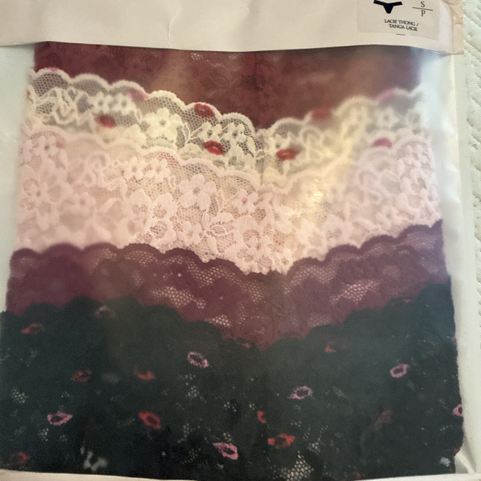 Victoria’s Secret NEW IN PACKAGE S/P Lace Thong Panties 5 Pack Multi Floral