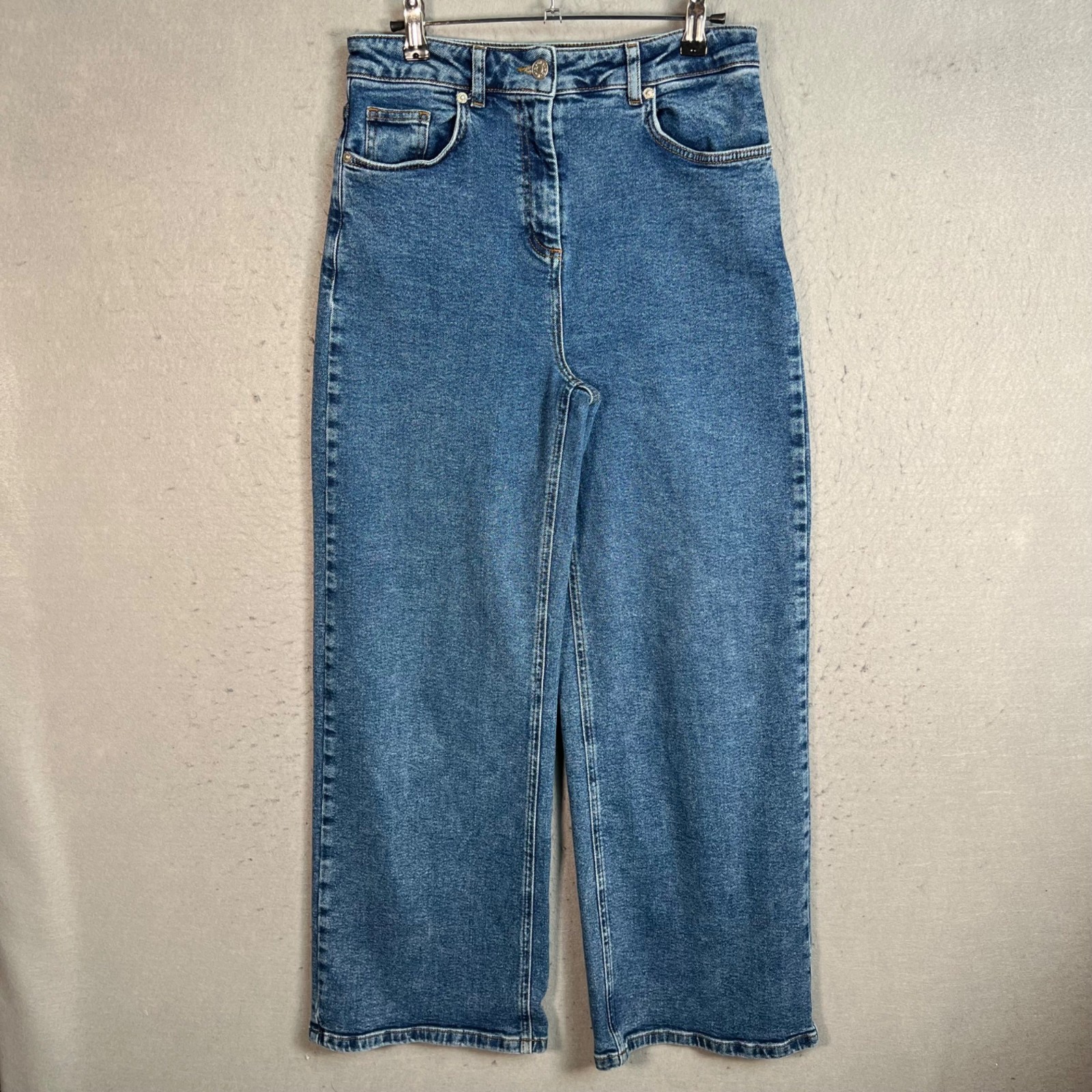 NA-KD Art High-Waisted Straight-Leg Denim Jeans Womens Size 34 Blue