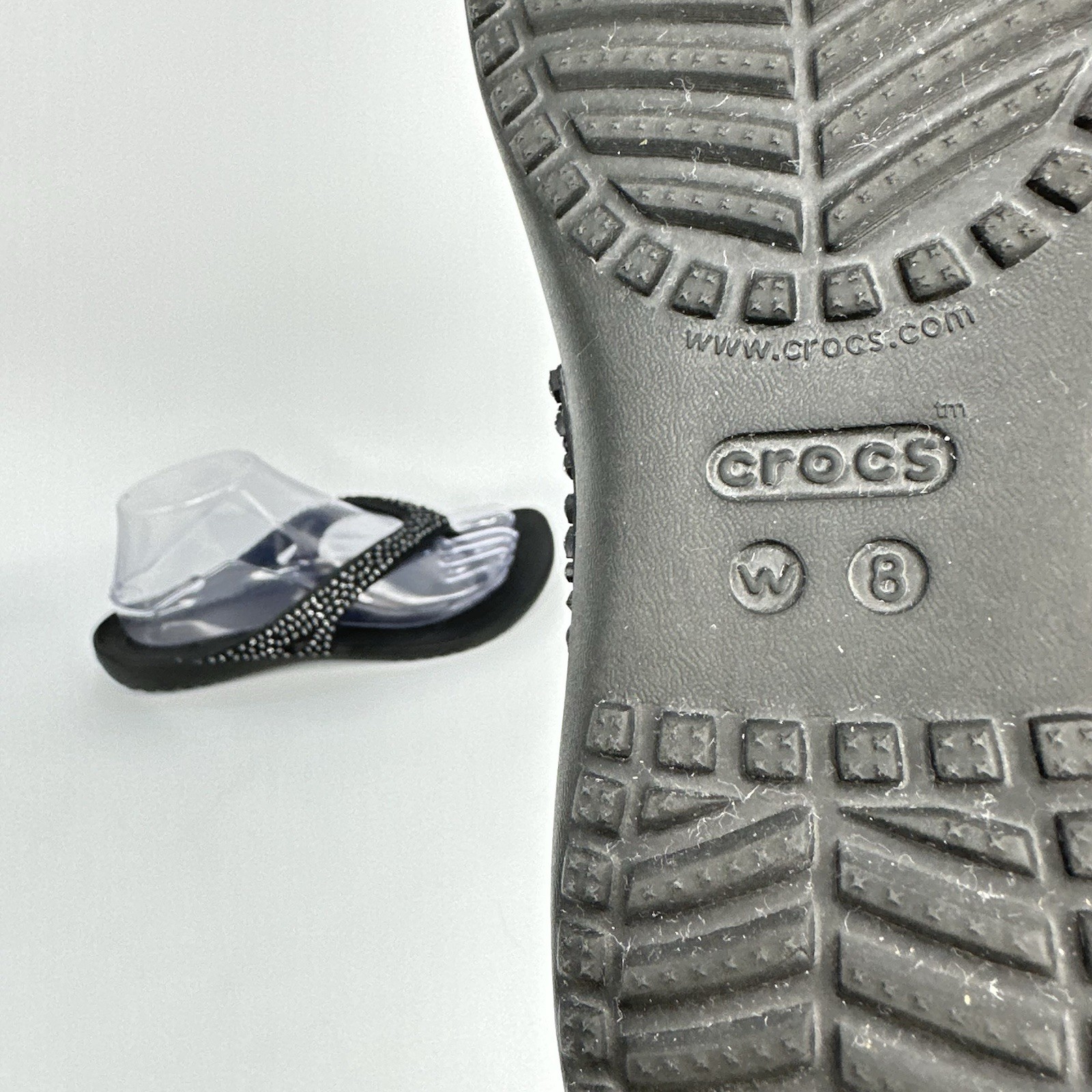 Crocs-Kadee II Embellished Size 8 Women Sandal Flip Flop Thong Black 205741