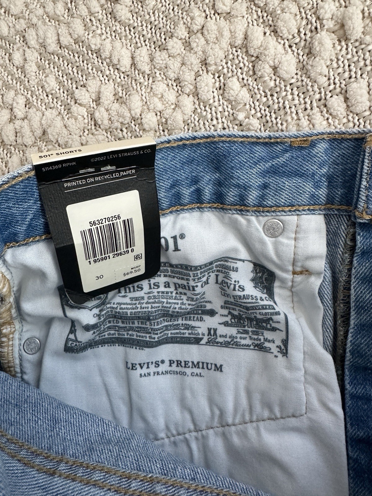 Levi’s Premium 501 Original Fit High-rise Women’s Shorts Size 30, 100% cotton