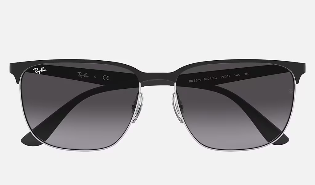 Ray-Ban RB3569 Black On Silver/Grey Gradient 59mm Sunglasses RB3569 90048G 59-17