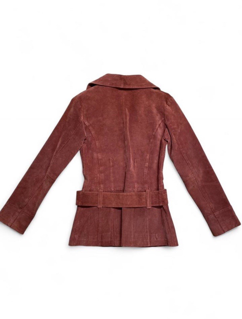 Vintage Wet Seal Red Suede Jacket – Belt & Pocket Details – Size S